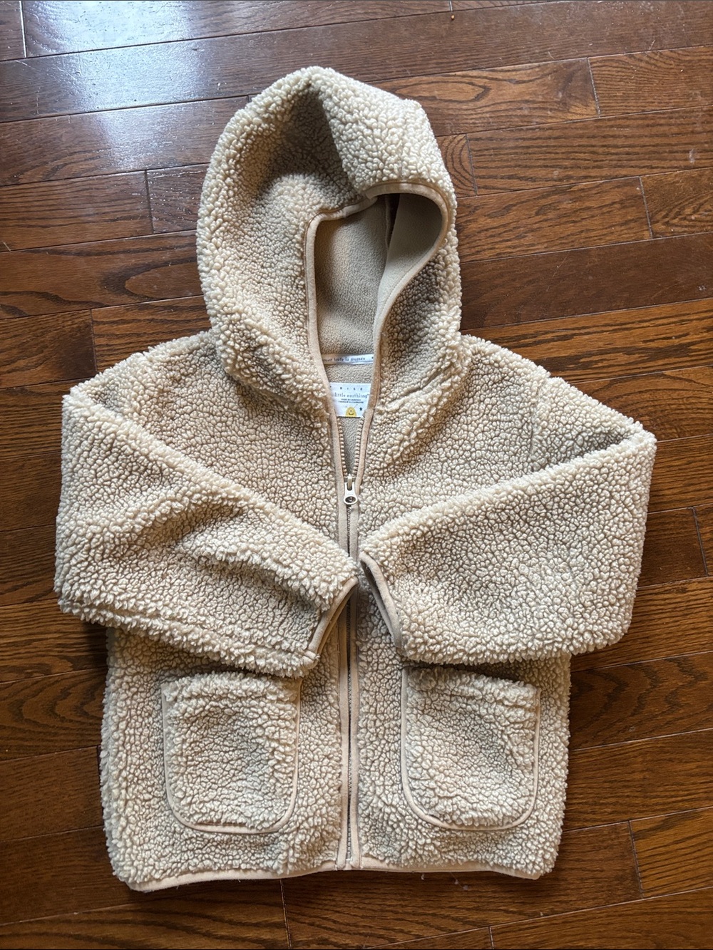 Rise Little Earthling Tan Sherpa Zip Hoodie - Cozy Teddy Fleece